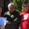 Rajan Zed receiving a testimonial at South Reno United Methodist Church. From left to right are—Dawn Pidlypchak, Rajan Zed and Pastor Becky Stockdale.